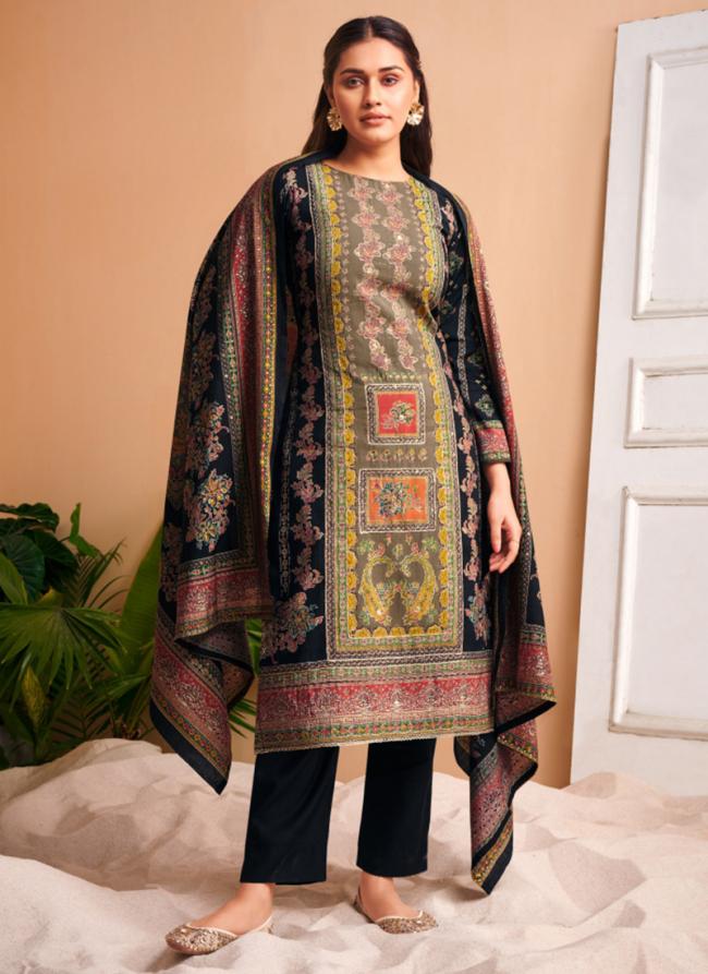 Viscose Muslin Brown Festival Wear Embroidery Work Straight Suit